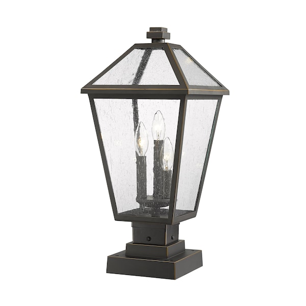 Z-Lite Talbot 3 Light Outdoor Pier Mounted Fixture, Oil Rubbed Bronze And Seedy 579PHBS-SQPM-ORB - main